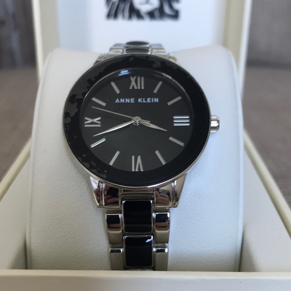 Anne Klein Black Tone and Silver Watch
